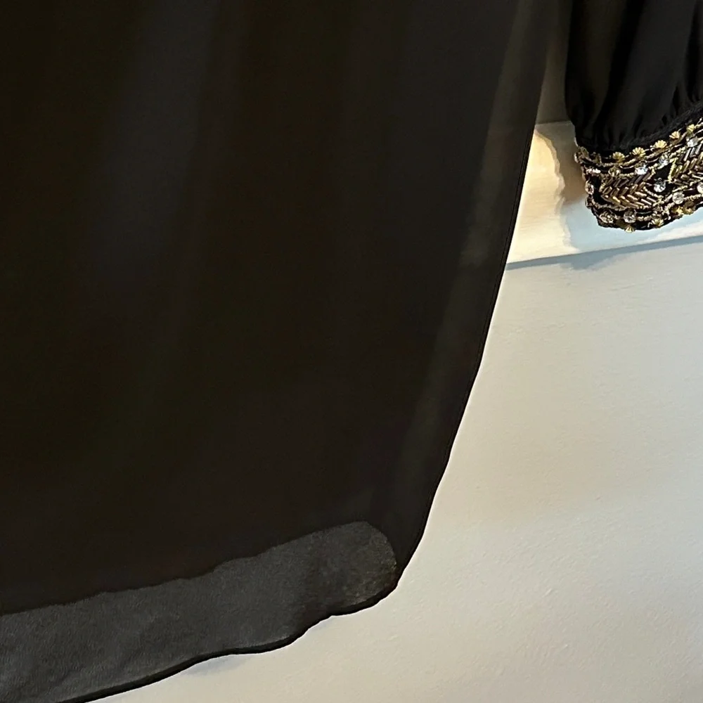 Iz Byer Black Long Sleeve Dress with Embellished Cuffs - Picture 6 of 10